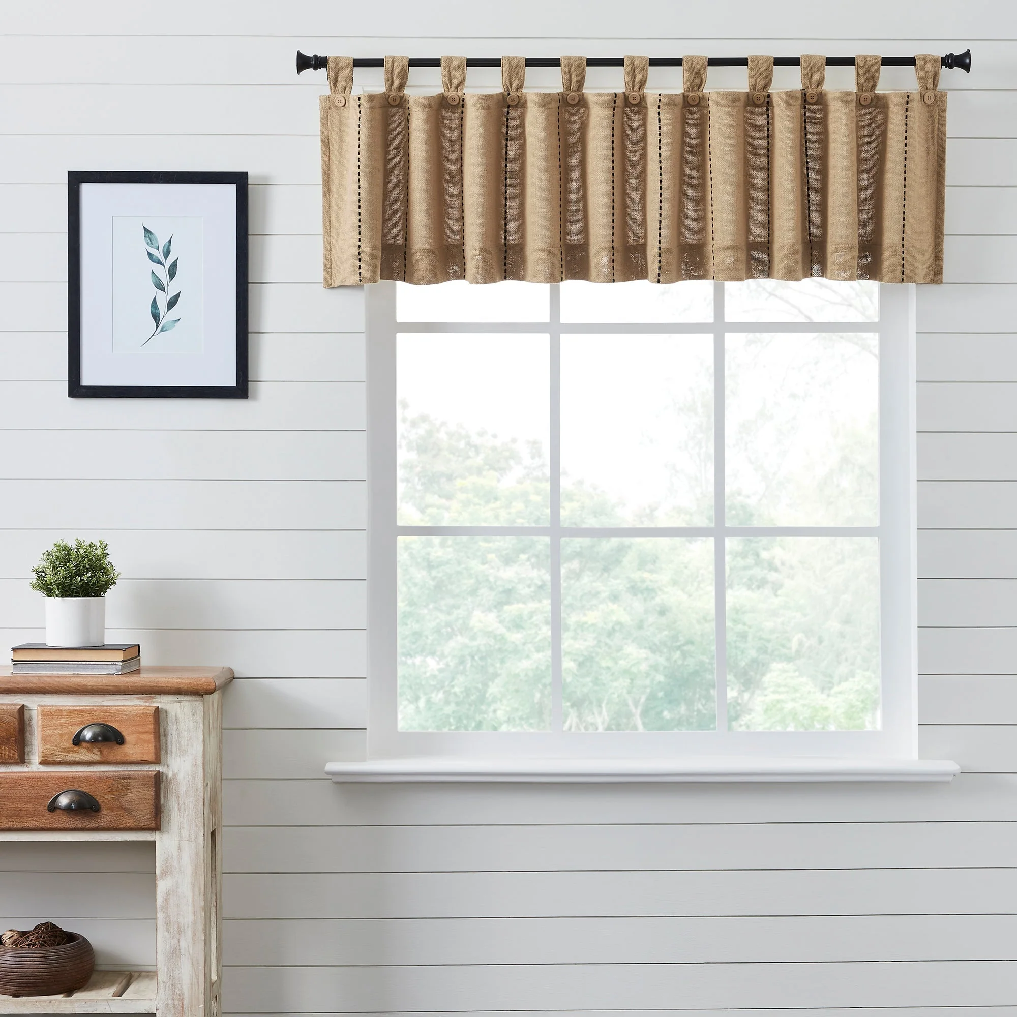 Stitched Burlap Natural Valance - Image 3