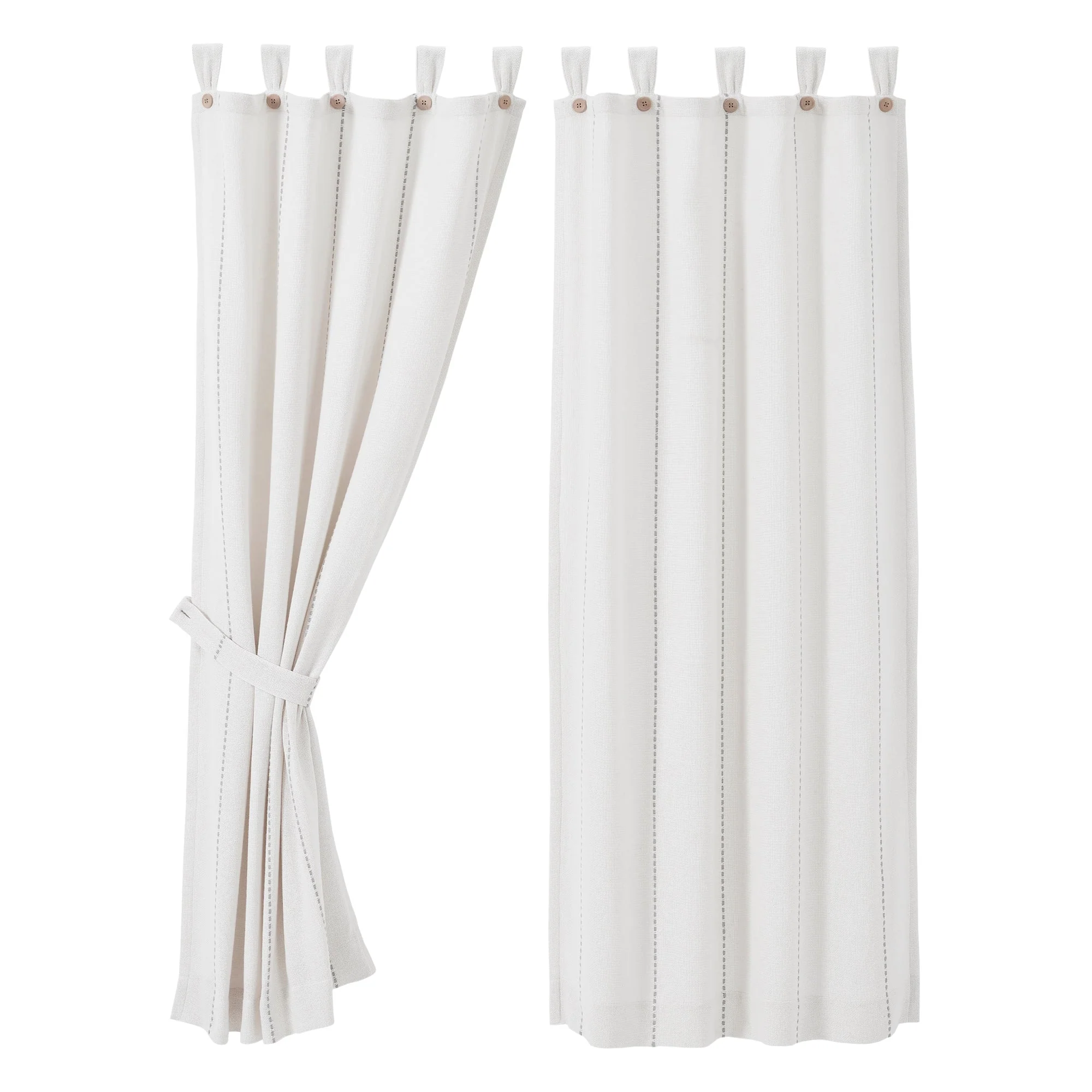 Stitched Burlap White Short Panel Curtains - Image 6