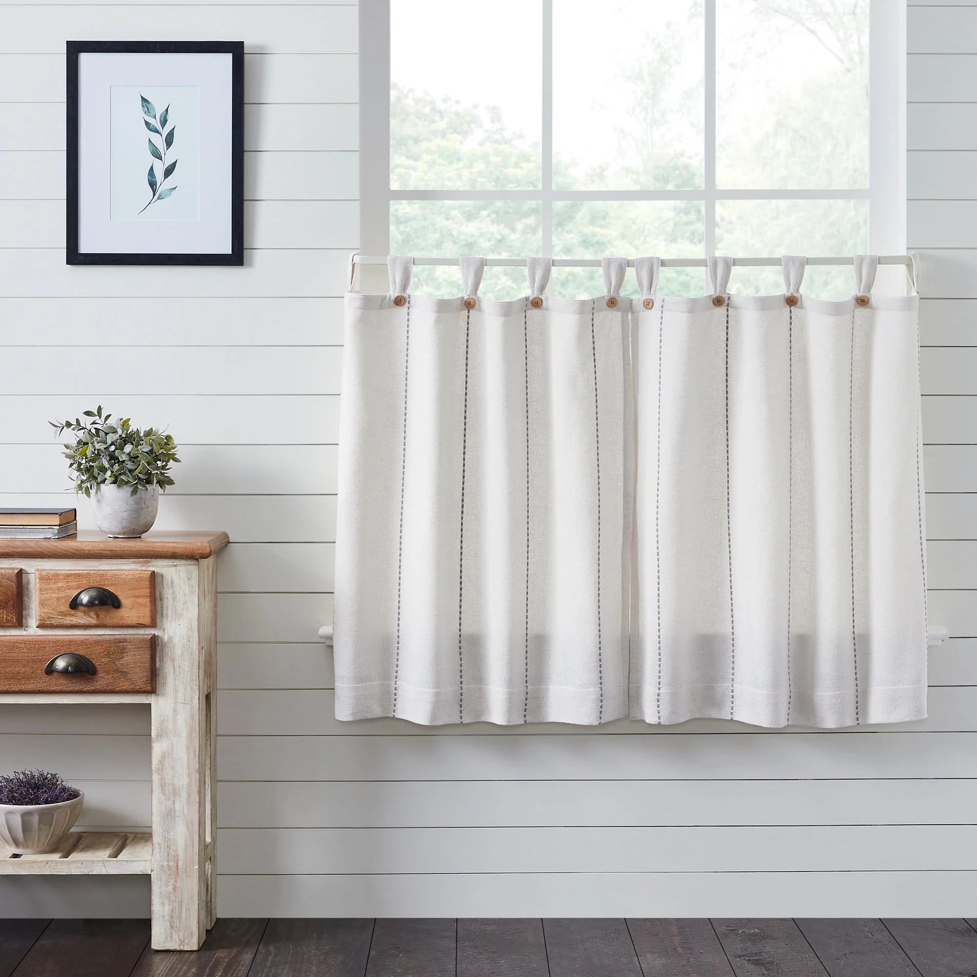 Stitched Burlap White Tiers