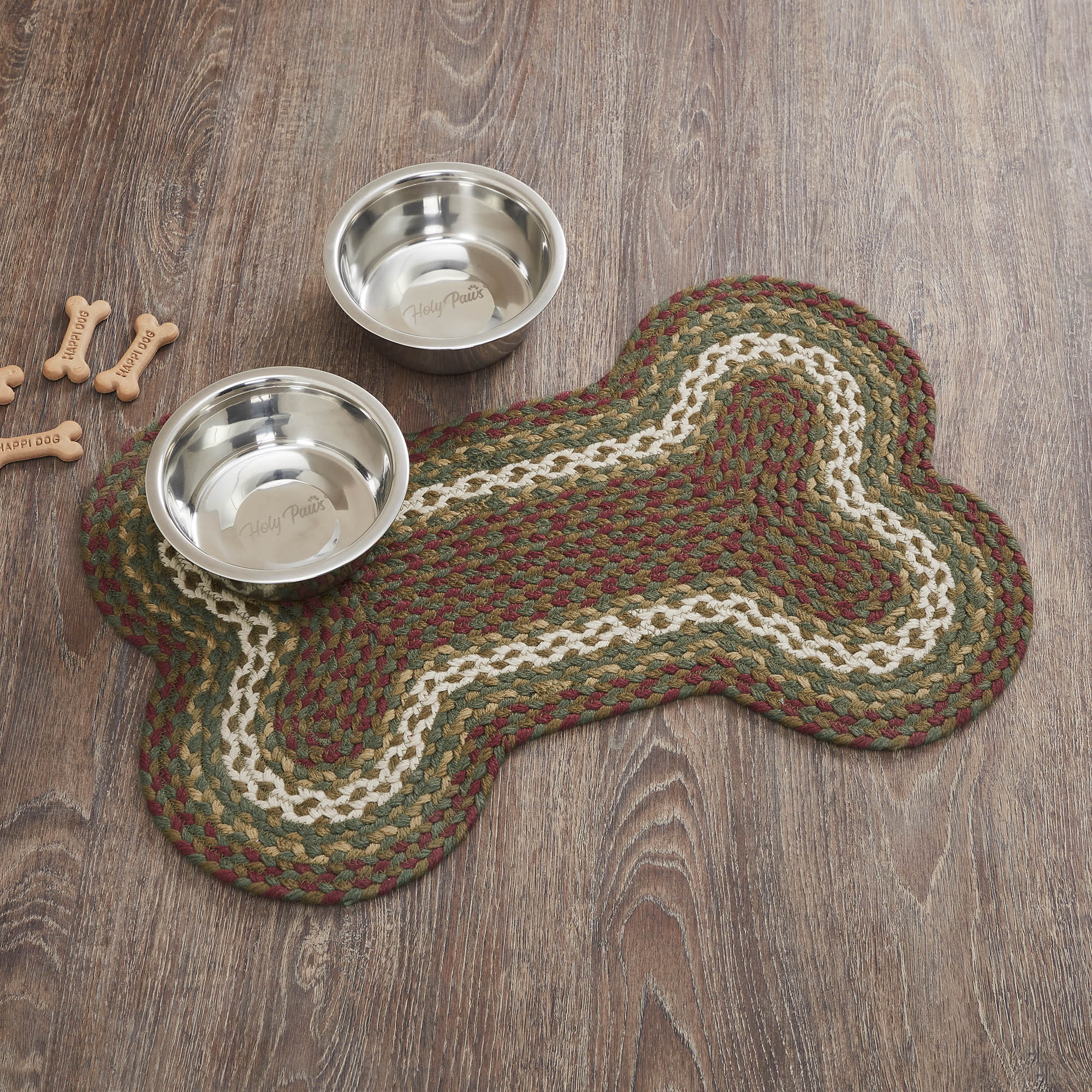 Cabin Patch Dog Bone Braided Rug