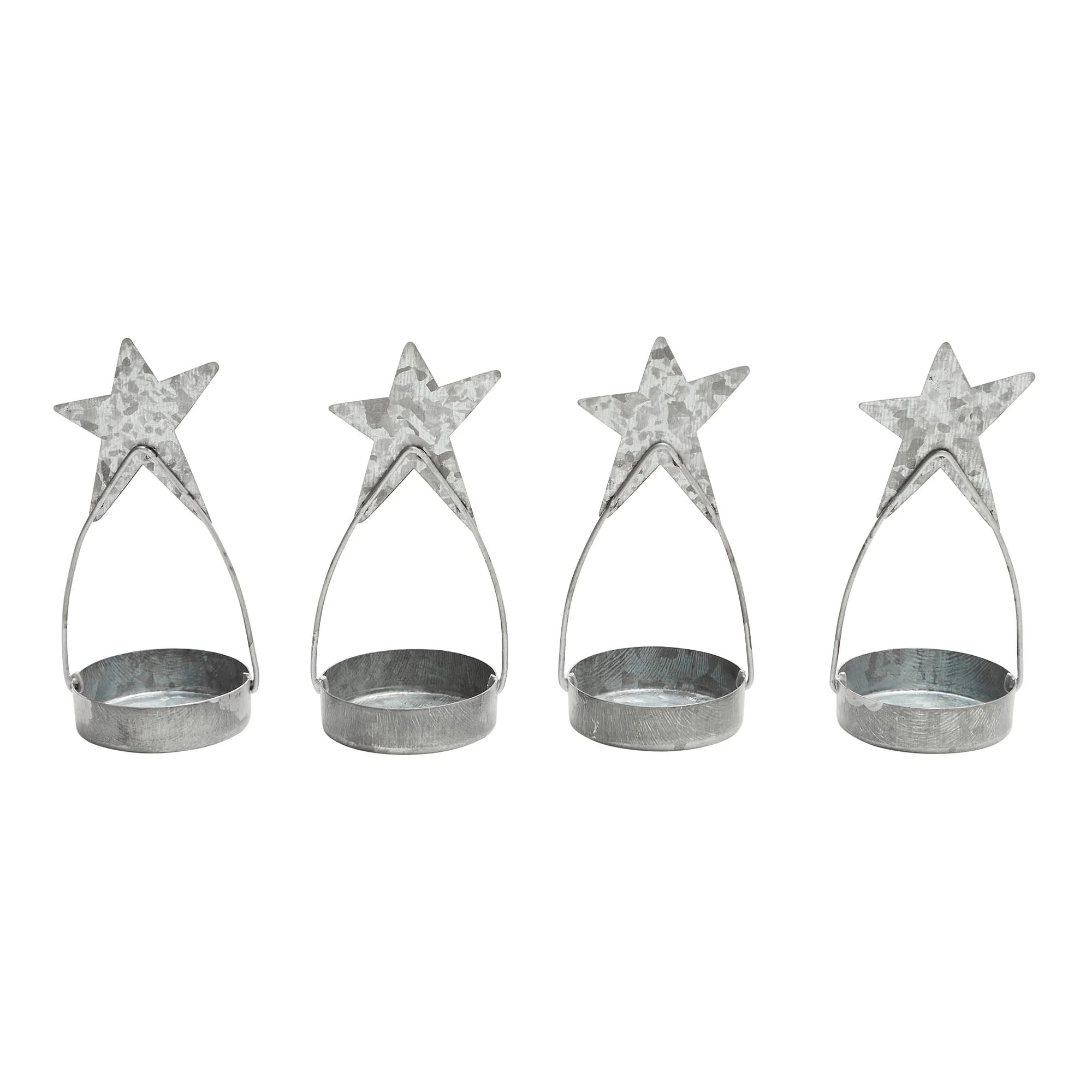 Star Tealight Holder Galvanized Set of 4 - Image 3
