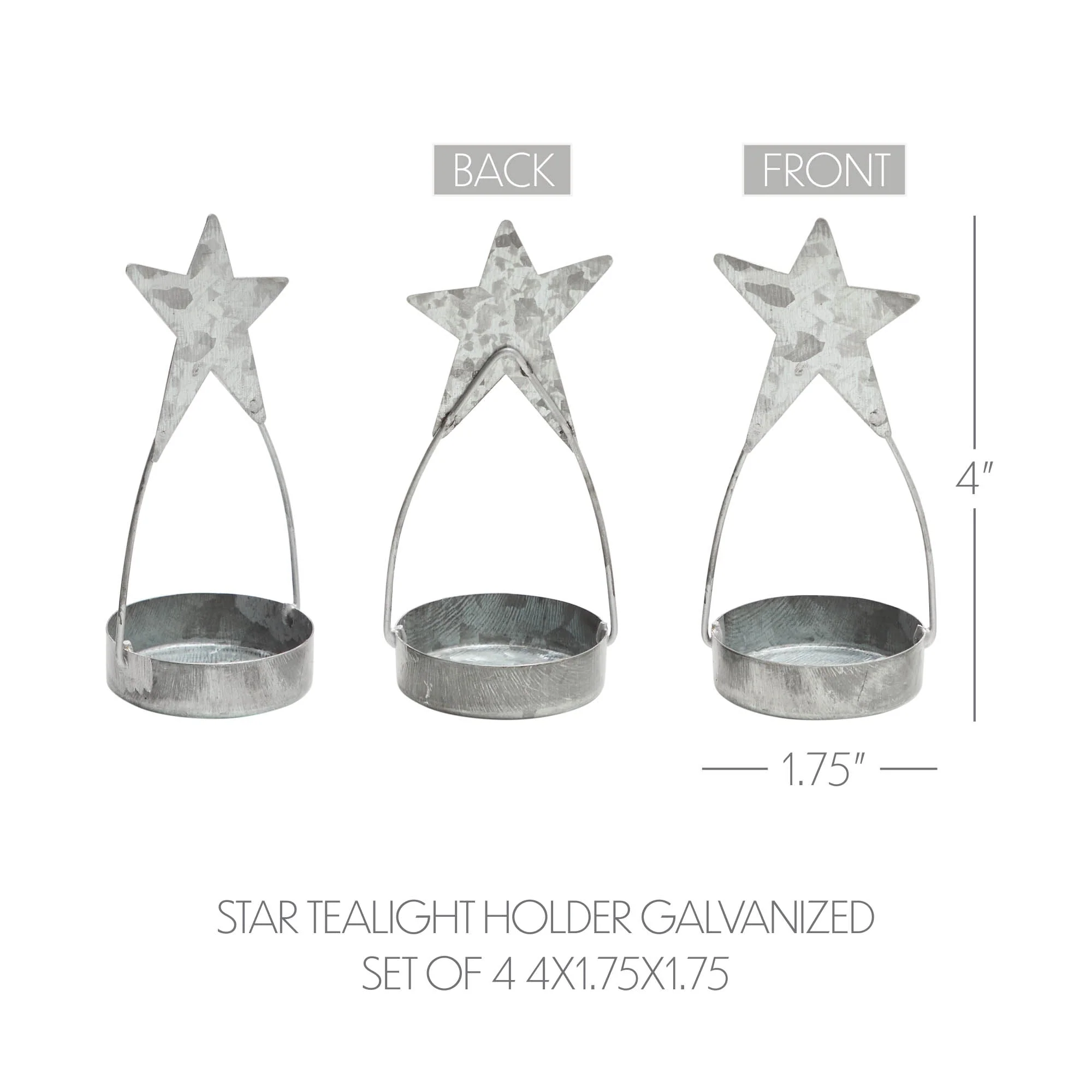 Star Tealight Holder Galvanized Set of 4 - Image 5