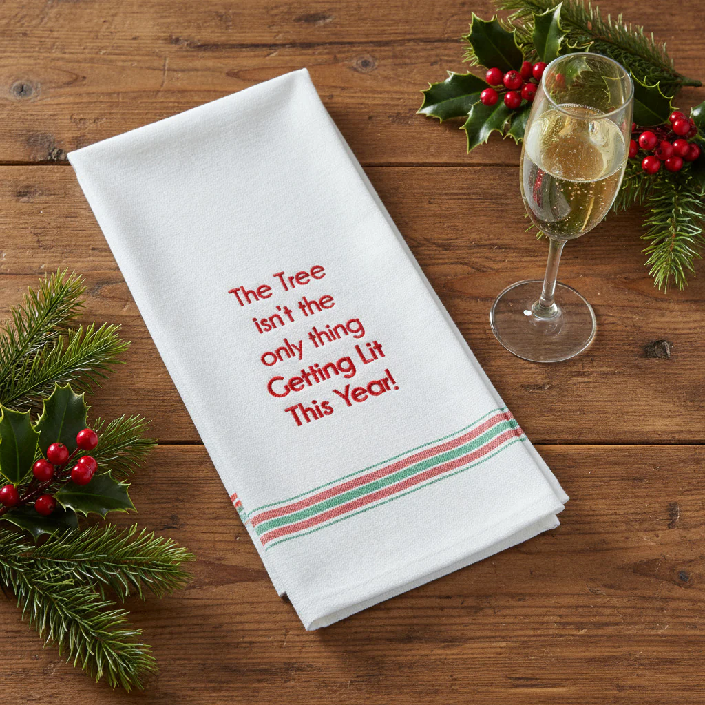 The Tree Isn't The Only Thing Getting Lit This Year Dishtowel