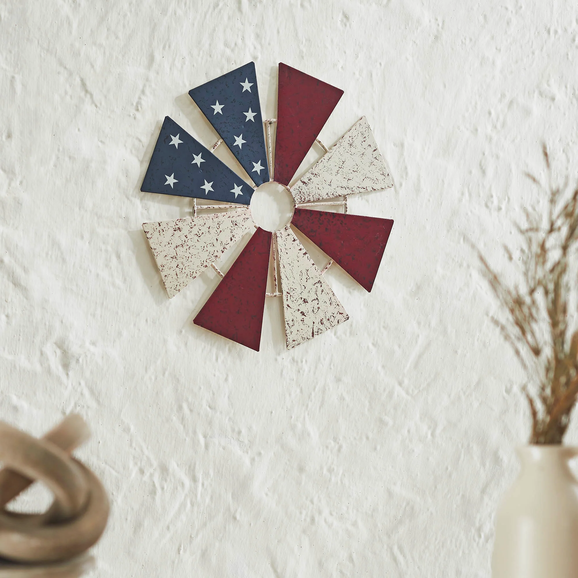 USA Flag Metal Windmill Blades Wall Hanging - Image 2