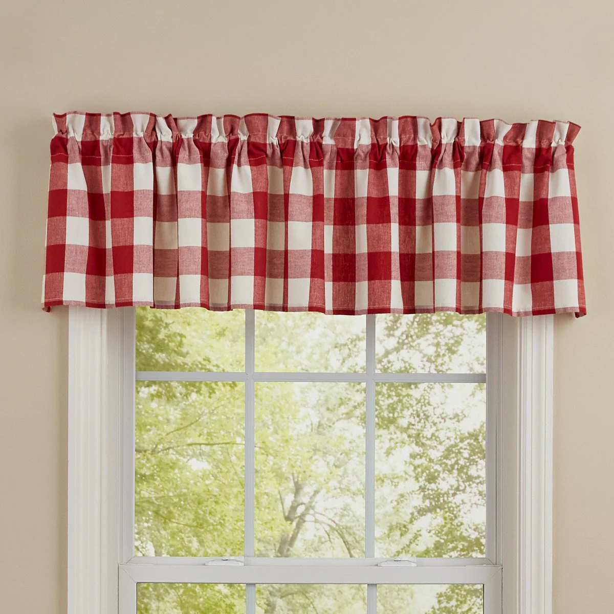 Buffalo Red and White Check Valance
