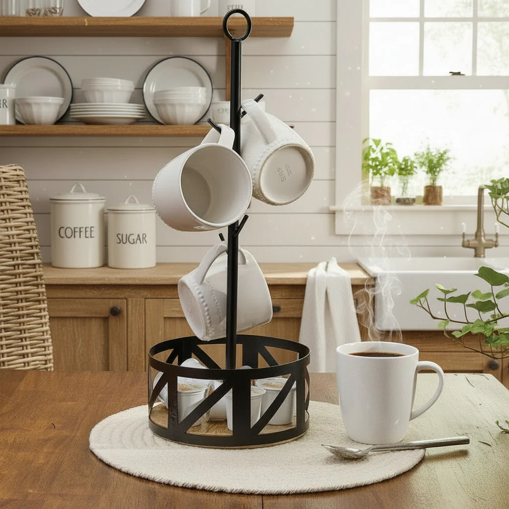 Wood & Iron Mug Rack